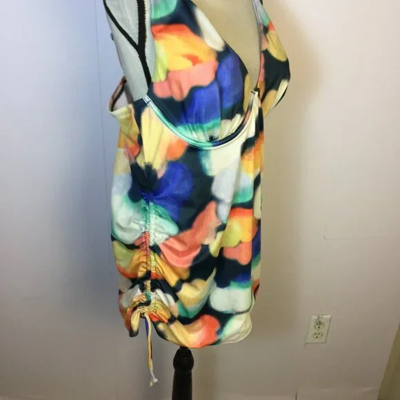 New! Swim by Cacique Tankini Top 40D Tie Dye Light Lined Plunge Underwired - Picture 8 of 16